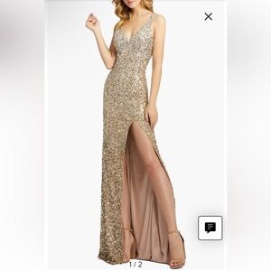 NWT Mac Duggal ombré silver/gold/rose gold sequin dress, size 6. 1068